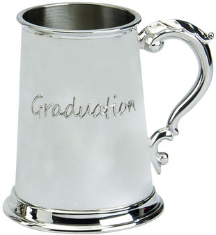 Graduation Gift Embossed 1pt Pewter Tankard "Graduation" Ornate Engravable Great Gift