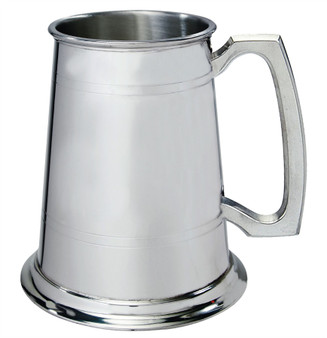 Pewter Tankard Handmade 1pt Double Lined Engravable Pewter Glass Base Great Gift
