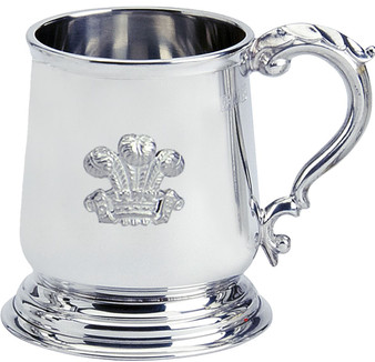 Pewter Tankard Welsh George 3rd Shape Prince Of Wales Feather 1pt Polished Great Gift