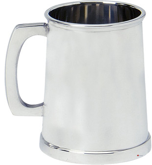 Pewter Tankard Charles II Plain Polished Finish 1pt Glass Base Touch Mark Great Gift