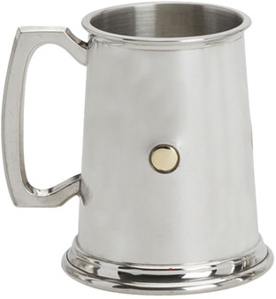 Mens Pewter Tankard Brass Inlay Handmade 1 Pint Great Gift