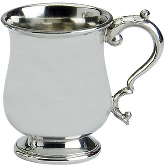 Half Pint Pewter Tankard Scottish Broad Rimmed Shape Ornate Handle Great Gift