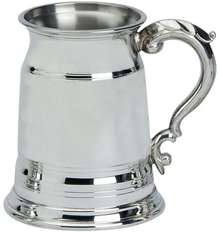Pewter Tankard Old London Triple Lined Ornate 1Pt Engravable Polished Finish Great Gift