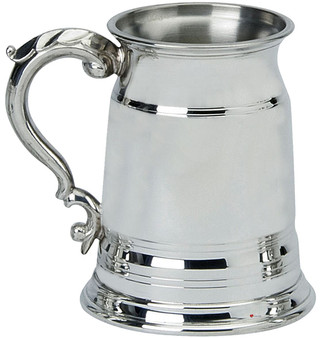 Pewter Tankard Old London Triple Lined Ornate 1Pt Engravable Polished Finish Great Gift