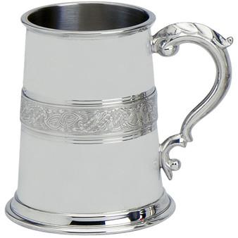 Pewter Tankard Handmade 1pt Tribal Serpent Wire Polished Finish Ornate Great Gift