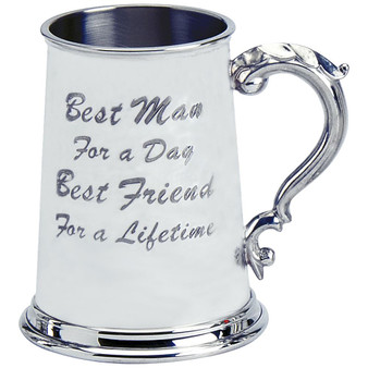 Wedding Gift Pewter Tankard Embossed "Best Man Best Friend For lifetime" Ornate Great Gift