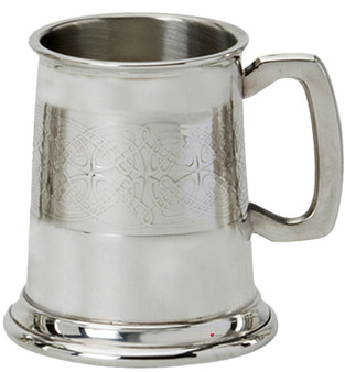 Mens Pewter Tankard with Celtic Panel Design 1/2 pt Great Gift