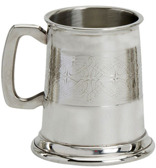 Mens Pewter Tankard with Celtic Panel Design 1/2 pt Great Gift