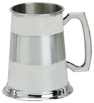 Pewter Tankard Handmade Satin Band Traditional Handle Pewter Great Gift