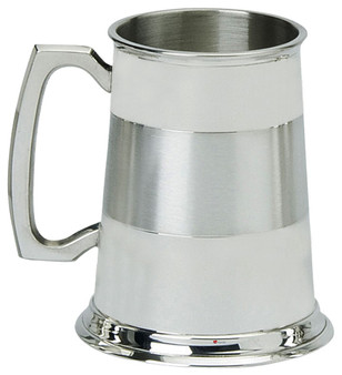 Pewter Tankard Handmade Satin Band Traditional Handle Pewter Great Gift