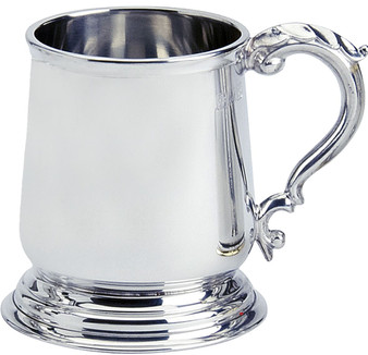 Pewter Tankard George 3rd Plain Shape Ornate Handle 1pt Great Gift