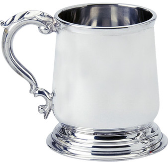 Pewter Tankard George 3rd Plain Shape Ornate Handle 1pt Great Gift