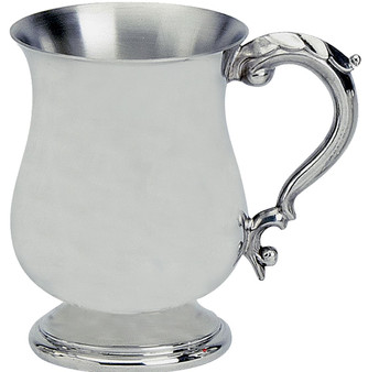 Pewter Tankard One Pint Handmade Georgian Shape Polished Finish Ornate Handle Great Gift