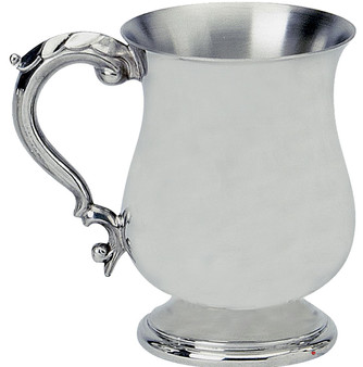 Pewter Tankard One Pint Handmade Georgian Shape Polished Finish Ornate Handle Great Gift