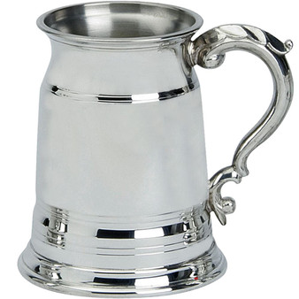 Pewter Tankard Old London Ornate 1Pt Engravable Polished Finish Glass Base Great Gift