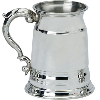 Pewter Tankard Old London Ornate 1Pt Engravable Polished Finish Glass Base Great Gift
