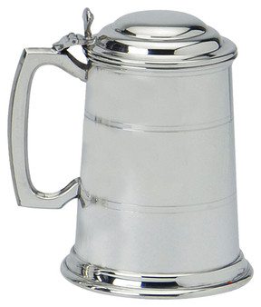 Pewter Tankard With Lid Handmade 1pt Double Lined Engravable Great Gift