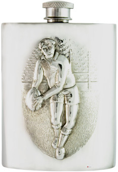 Rugby Hip Flask 6oz Kidney Shape Fine English Pewter Engravable Great Gift