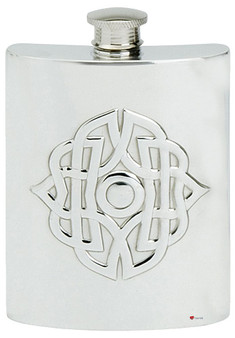 Celtic Design Hip Flask 2oz Screw Top Engravable on Back Great Gift