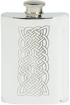 Celtic Ropework Hip Flask 6oz English Pewter Kidney Shape Screw Top Engravable Great Gift