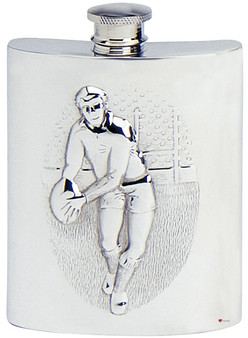 Rugby Hip Flask 4oz Kidney Shape Fine English Pewter Engravable Great Gift