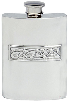 Celtic Wire Pewter Hip Flask 4z Embossed Design Kidney Shape Pewter Engravable Great Gift
