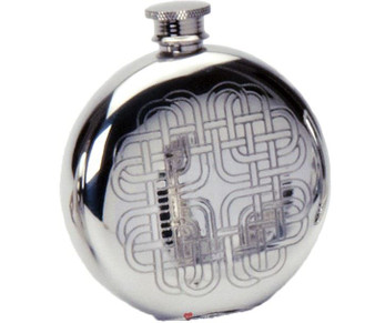 Pewter Round Flask Celtic Rope Design 6oz Screw Top Great Gift