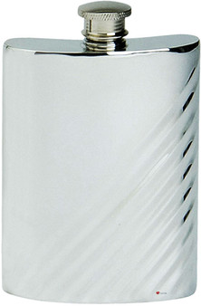 Diagonal Fluting Hip Flask 6oz Kidney Shape Pewter Engravable Ideal Gift