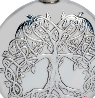 4oz Round Pewter Hip Flask With Embossed Tree of Life Design Ideal Gift