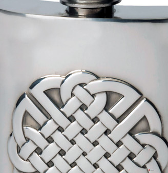 4oz Pewter Hip Flask With Embossed Celtic Knot Design Kidney Flask Great Gift