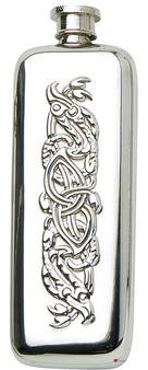 Pewter Boot Flask with Celtic Serpent Design Engravable Screw Top Great Gift