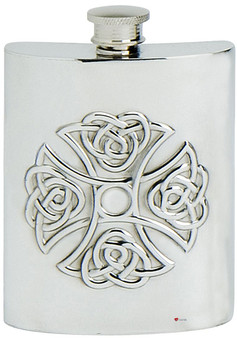 Celtic Knot Hip Flask Embossed Fine English Pewter Screw Top Great Gift