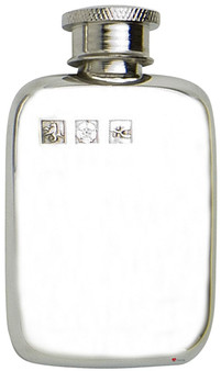 Small Pewter Hip Flask Plain Design With Touch Mark Screw Top 1.5oz Great Personal Gift