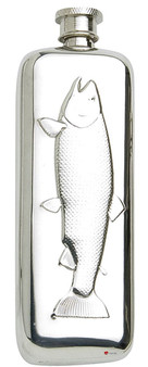 Engravable Boot Nip Flask, 3oz Fish Pewter Nip Flask Screw Top Personal Gift