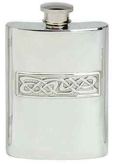 Celtic Wire Pewter Hip Flask 6oz Embossed Design Kidney Shape Pewter Engravable Great Gift