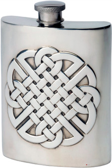 6oz Pewter Hip Flask With Embossed Celtic Knot Design Kidney Flask Great Gift