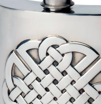 6oz Pewter Hip Flask With Embossed Celtic Knot Design Kidney Flask Great Gift