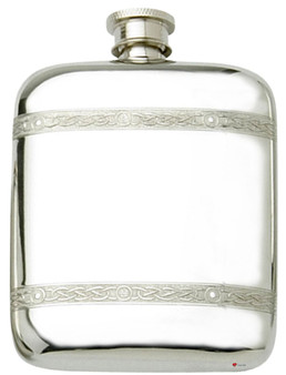Hip Flask With Celtic Bands Liquor Flask 6oz Engravable Ideal Personal Gift