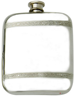 Hip Flask With Celtic Bands Liquor Flask 6oz Engravable Ideal Personal Gift