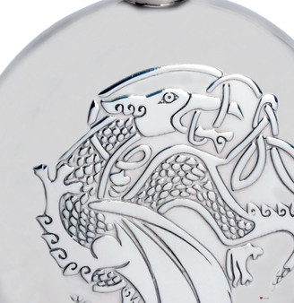 6oz Round Pewter Flask With Embossed Kells Dragon Design Ideal Gift