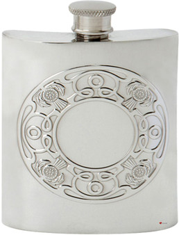 Celtic Thislte Circle Design 6oz Hip Flask Engraveable on Back Screw Top
