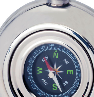 Pewter 6oz Round Pewter Hip Flask With Working Compass Great Gift
