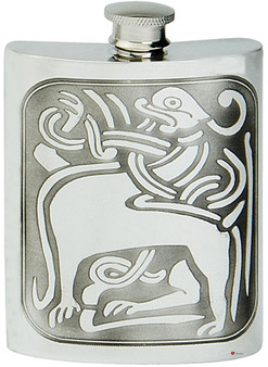 Celtic Beast Hip Flask Pewter Screw Top Space for Engraving on Back Great Gift