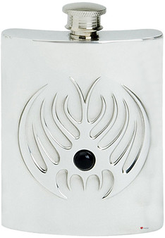 Tribal Motif 4oz Hip Flask Fine English Pewter Screw Top Engravable on Back