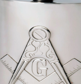 Embossed Masonic 6oz Hip Flask Wedding Gift Kidney Shape Engravable Screw Top