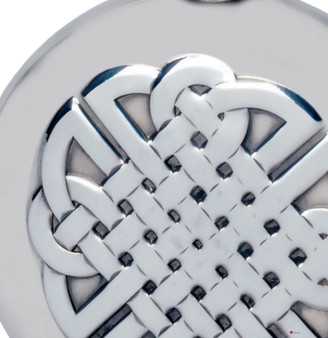 Pewter 4oz Round Hip Flask With Embossed Celtic Knot Design Great Gift