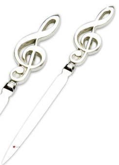 Pewter Letter Opener 18cm Handle Musical Treble Clef Design