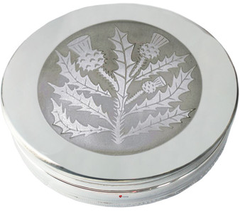 Trinket Box Pewter Large Classic Scottish Thistle Design on Lid 90mm