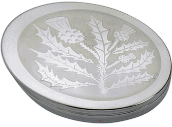 Trinket Box Pewter Large Classic Scottish Thistle Design on Lid 90mm