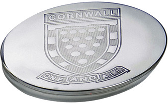 Trinket Box Pewter Large Cornwall National Crest and Motto on Lid 90mm